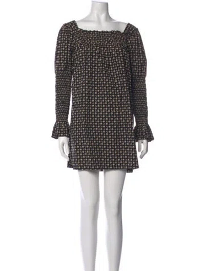 Pre-owned Doen Printed Mini Dress In Black