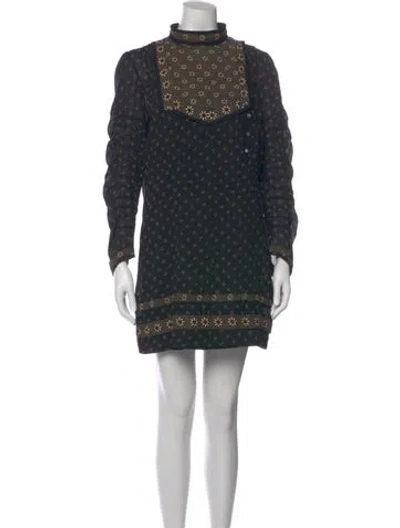 Pre-owned Doen Printed Mini Dress In Black