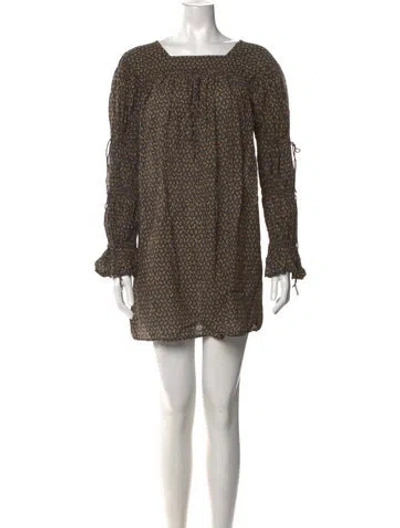 Pre-owned Doen Printed Mini Dress In Black