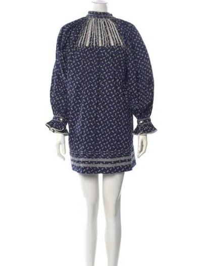Pre-owned Doen Printed Mini Dress In Blue