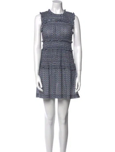Pre-owned Doen Printed Mini Dress In Blue