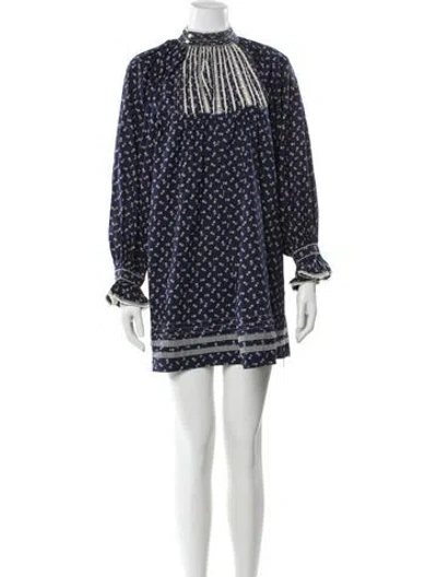 Pre-owned Doen Printed Mini Dress In Blue