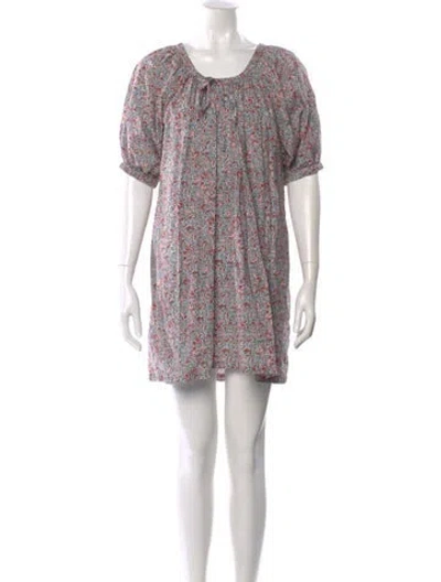 Pre-owned Doen Printed Mini Dress In Blue