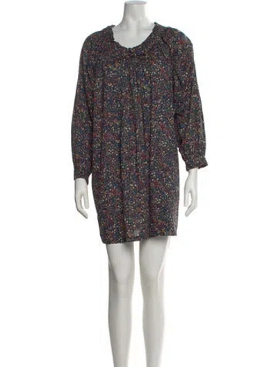 Pre-owned Doen Printed Mini Dress In Blue