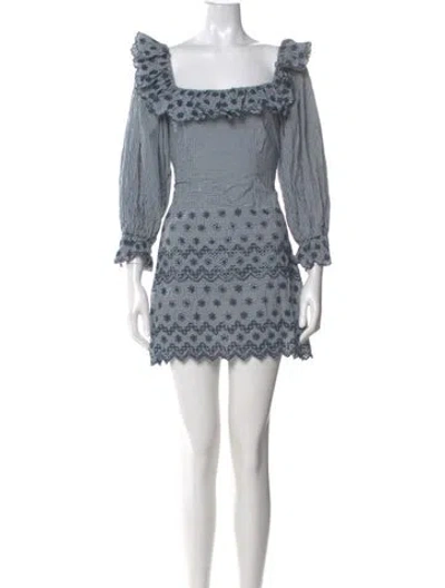 Pre-owned Doen Printed Mini Dress In Blue