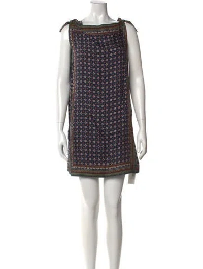 Pre-owned Doen Printed Mini Dress In Blue