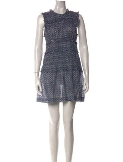 Pre-owned Doen Printed Mini Dress In Blue