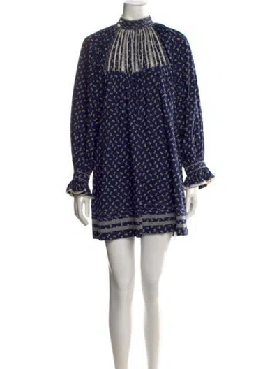 Pre-owned Doen Printed Mini Dress In Blue