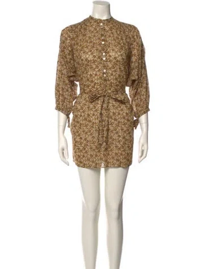 Pre-owned Doen Printed Mini Dress In Brown
