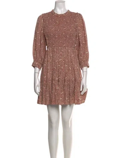 Pre-owned Doen Printed Mini Dress In Brown