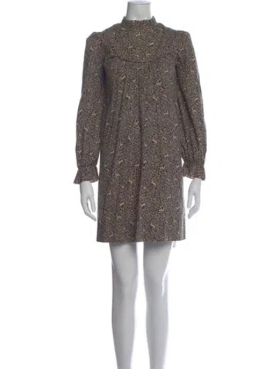 Pre-owned Doen Printed Mini Dress In Brown