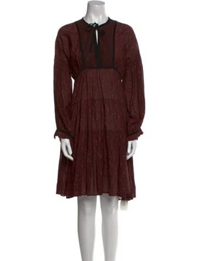 Pre-owned Doen Printed Mini Dress In Burgundy
