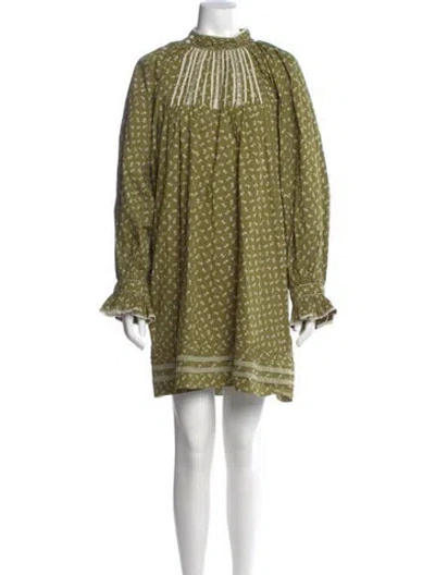 Pre-owned Doen Printed Mini Dress In Green
