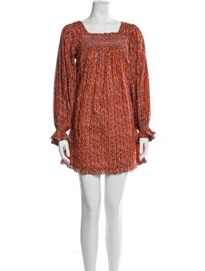 Pre-owned Doen Printed Mini Dress In Orange