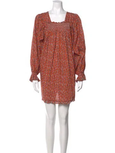 Pre-owned Doen Printed Mini Dress In Orange