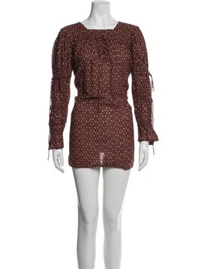 Pre-owned Doen Printed Mini Dress In Orange