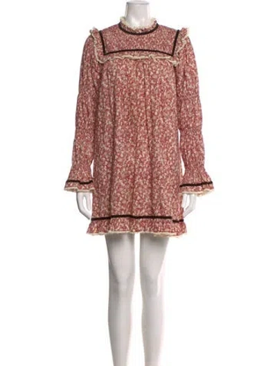 Pre-owned Doen Printed Mini Dress In Red