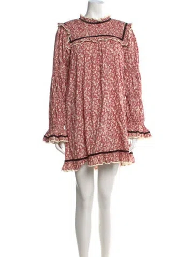Pre-owned Doen Printed Mini Dress In Red