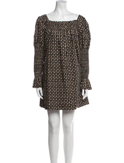 Pre-owned Doen Printed Mini Dress W/ Tags In Black