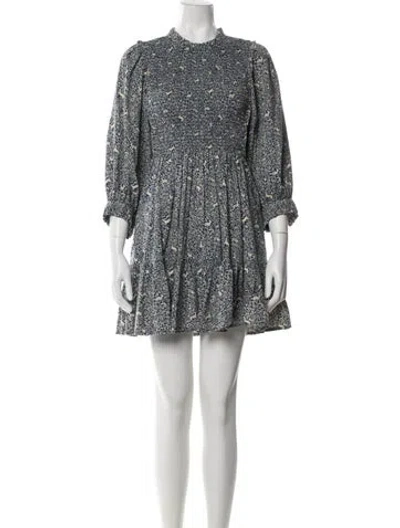 Pre-owned Doen Printed Mini Dress In White