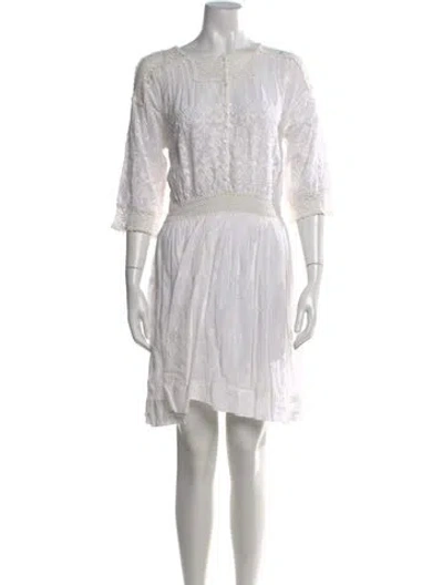 Pre-owned Doen Printed Mini Dress In White