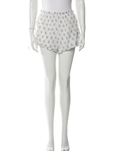 Pre-owned Doen Printed Mini Shorts In White