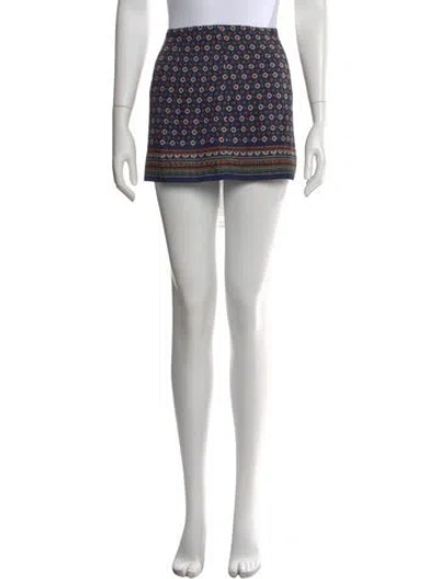 Pre-owned Doen Printed Mini Skirt In White