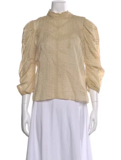 Pre-owned Doen Printed Mock Neck Sweater In Yellow