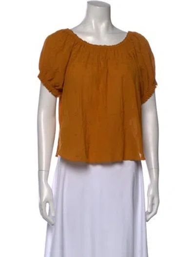 Pre-owned Doen Printed Scoop Neck Blouse In Yellow