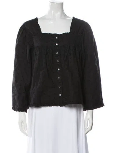 Pre-owned Doen Printed Square Neckline Blouse In Gray