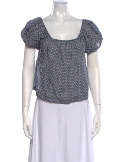 Pre-owned Doen Printed Square Neckline Blouse In Multicolor