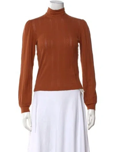 Pre-owned Doen Printed Turtleneck Top In Brown