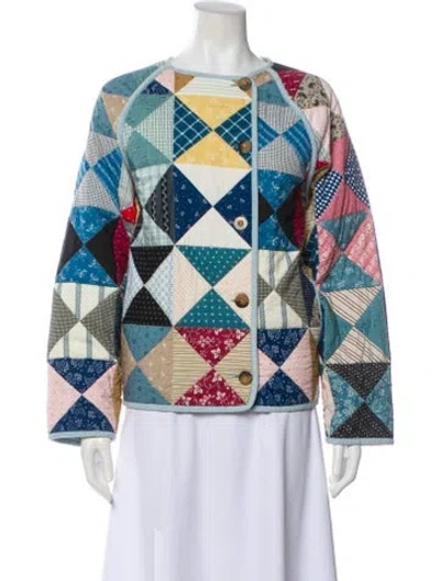 Pre-owned Doen Printed Utility Jacket In Blue