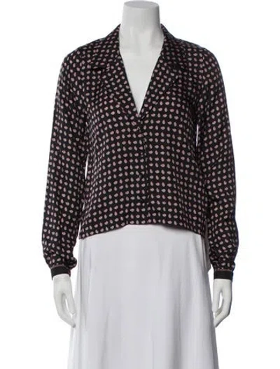 Pre-owned Doen Printed V-neck Blouse In Blue