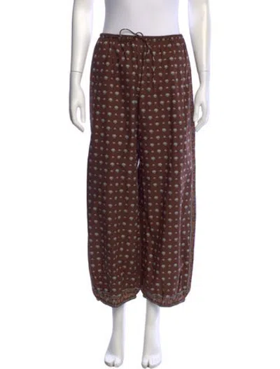 Pre-owned Doen Printed Wide Leg Pants In Brown