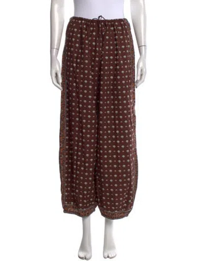 Pre-owned Doen Printed Wide Leg Pants In Brown