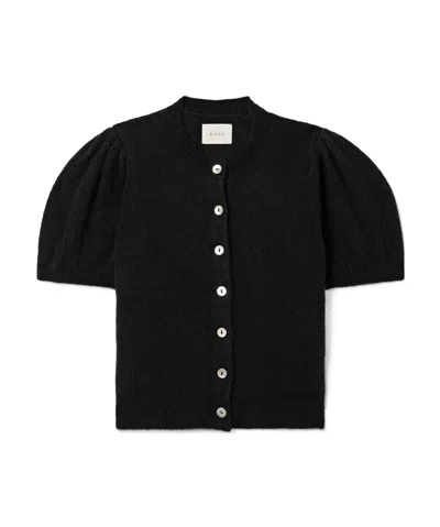 Doen Puff-sleeve Cardigan In Black