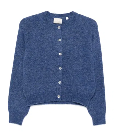 Doen Puff-sleeves Cardigan In Blue