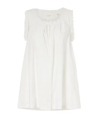 Doen Pure Cotton Sleeveless Blouse In White