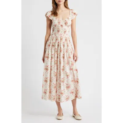 Doen Dôen Quinette Organic Cotton Voile Midi Dress In Neutral
