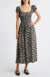 Doen Dôen Quinley Floral Organic Cotton Midi Dress In Multi
