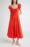 Doen Dôen Quinn Organic Cotton Poplin Maxi Dress In Red