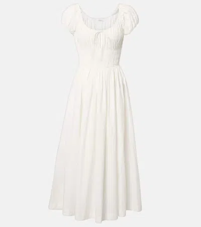 Doen Dôen Quinn Smocked Cotton Poplin Midi Dress In White