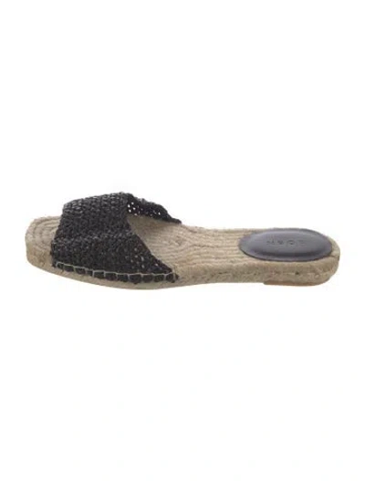 Pre-owned Doen Raffia Colorblock Pattern Espadrilles In Neutral