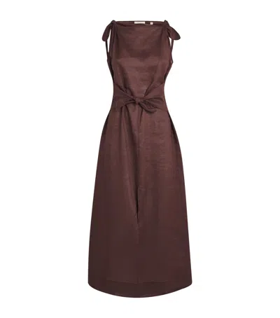 Doen Dôen Ramie Amorette Midi Dress In Brown