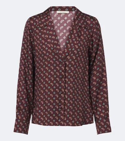 Doen Dorsia Printed Silk-blend Satin Shirt In Pink