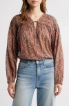 Doen Dôen Renelle Tie Neck Organic Cotton Top In Multi
