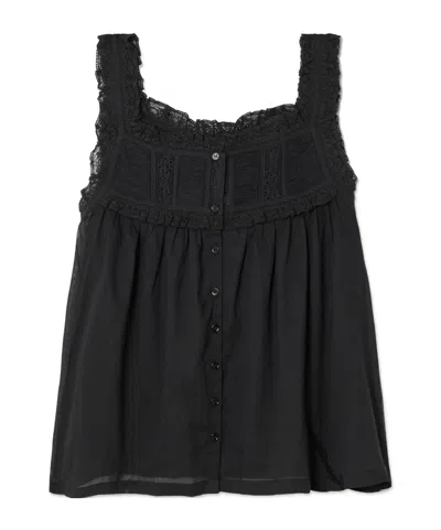 Doen Fidella Cropped Lace-trimmed Organic Cotton-voile Top In Multi