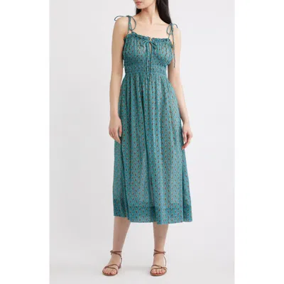 Doen Dôen Rhoda Cotton Midi Dress In Green
