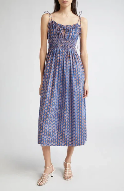 Doen Dôen Rhoda Organic Cotton Poplin Sundress In Blue